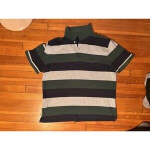 Vintage 90s Nautica Polo Shirt Men's XXL Multicolor Striped Color Block Preppy